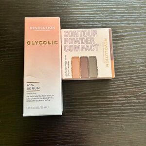 Makeup Revolution Skincare London Glycolic Serum&Contour Powder Compact Deep NIB